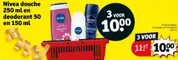 Kruidvat Nivea douche 250 ml en deodorant 50 en 150 ml aanbieding