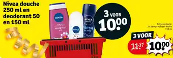 Kruidvat Nivea douche 250 ml en deodorant 50 en 150 ml aanbieding