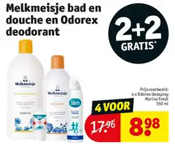 Kruidvat Melkmeisje bad en douche en Odorex deodorant aanbieding