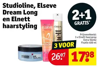 Kruidvat Studioline, Elseve Dream Long en Elnett haarstyling aanbieding