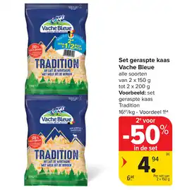 Carrefour Set geraspte kaas vache bleue aanbieding