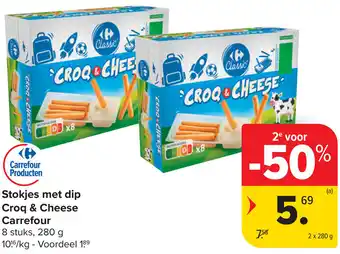 Carrefour Stokjes met dip croq & cheese aanbieding