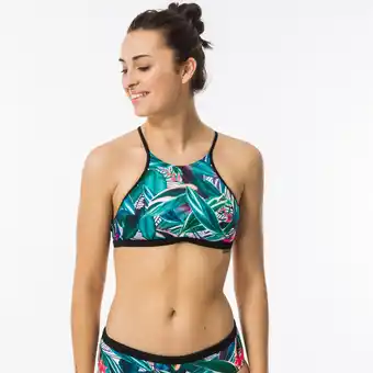 Decathlon Bikinitop voor surfen Andrea Pagi high-neck met waterafstotende pads aanbieding