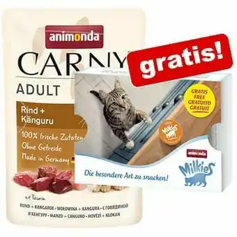 Zooplus Animonda Carny Maaltijdzakjes Kattenvoer 24 x 85 g + 4 x 15 g Milkies gratis! - Rund, Kalkoen + Garnaal aanbieding