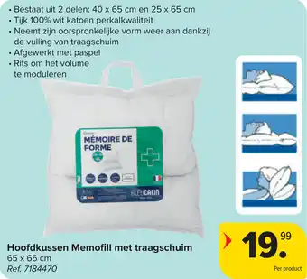 Carrefour Hoofdkussen Memofill met traagschuim aanbieding