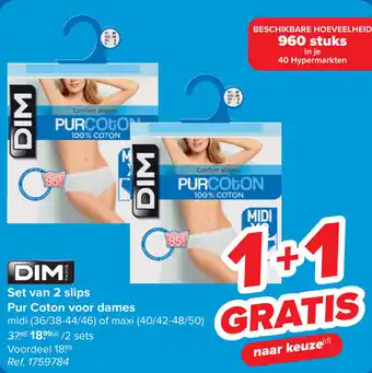 Carrefour Set van 2 slips Pur Coton voor dames aanbieding