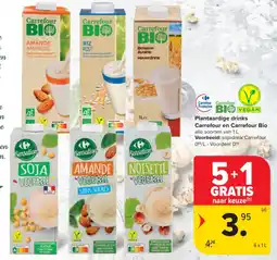 Carrefour Market Plantaardige drinks Carrefour en Carrefour Bio aanbieding