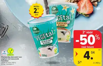 Carrefour Market Plantaardig alternatief voor yoghurt met kokosmelk Carrefour aanbieding