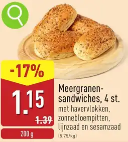 ALDI Meergranen sandwiches aanbieding