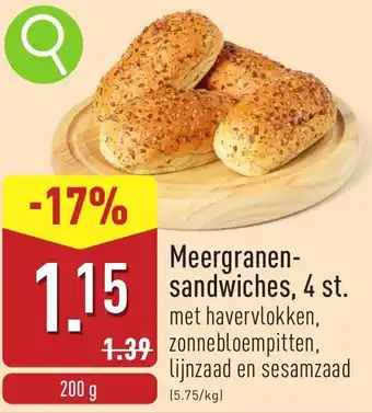 ALDI Meergranen sandwiches aanbieding