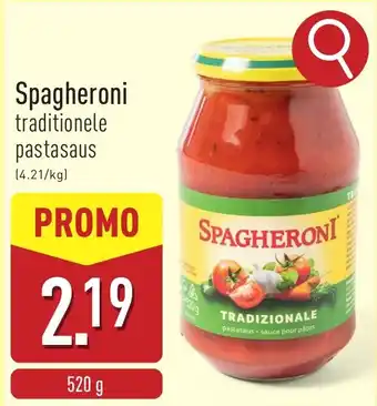 ALDI Spagheroni traditionele pastasaus (4.21/kg) aanbieding