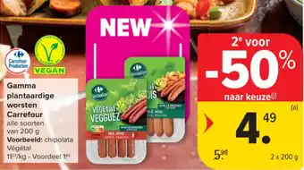 Carrefour Market Gamma Plantaardige worsten Carrefour aanbieding