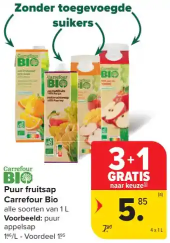 Carrefour Market Puur Fruitsap Carrefour Bio aanbieding