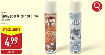 ALDI Riem spray pour le cuir ou l'inox aanbieding