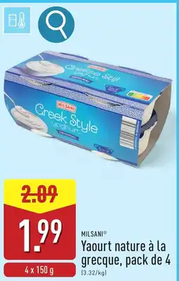 ALDI Milsani yaourt nature à la grecque pack de 4 aanbieding