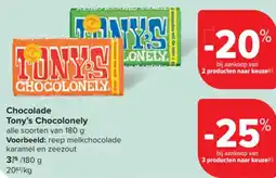 Carrefour Market Tony's Chocolonely Chocolade aanbieding