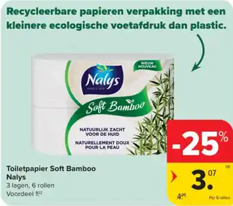 Carrefour Market Toiletpapier Soft Bamboo Nalys aanbieding