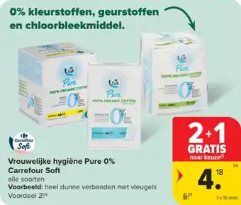 Carrefour Market Vrouwelijke hygiëne Pure 0% Carrefour Soft aanbieding