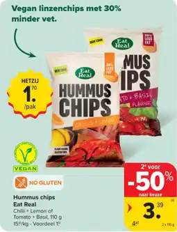 Carrefour Market Hummus chips Eat Real aanbieding