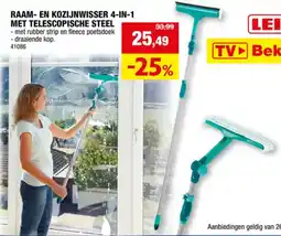 Hubo Leifheit Raam en Kozijnwisser 4-in-1 met Telescopische Steel aanbieding