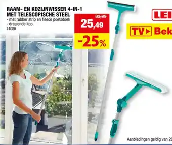 Hubo Leifheit Raam en Kozijnwisser 4-in-1 met Telescopische Steel aanbieding