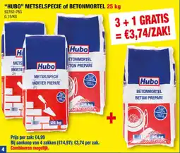 Hubo Hubo Metselspecie of Betonmortel aanbieding