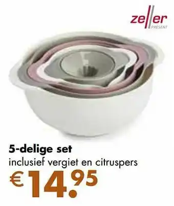 Multi bazar 5-delige set inclusief vergiet en citruspers aanbieding