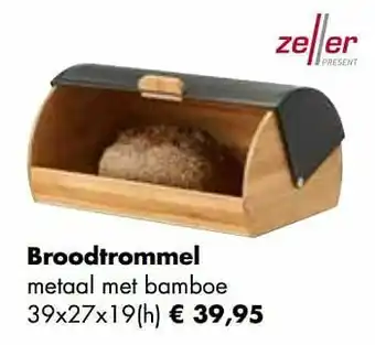 Multi bazar Broodtrommel metaal met bamboe aanbieding