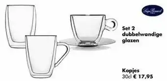 Multi bazar Set 2 dubbelwandige glazen kopjes aanbieding