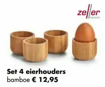 Multi bazar Set 4 eierhouders bamboe aanbieding