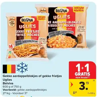 Carrefour Gekke aardappelblokjes of gekke frietjes Uglies Belviva aanbieding