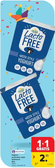 Carrefour Yoghurt op Griekse wijze lactosevrij Arla aanbieding