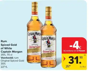 Carrefour Rum Spiced Gold of White Captain Morgan aanbieding