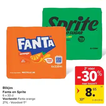 Carrefour Blikjes Fanta en Sprite aanbieding