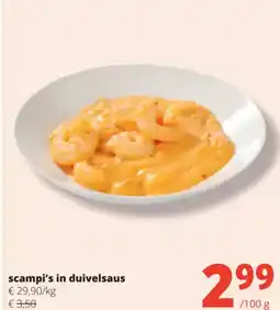 Spar scampi's in duivelsaus aanbieding