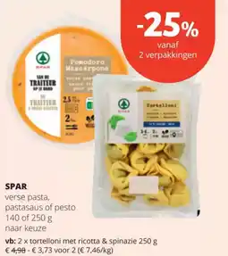 Spar SPAR verse pasta, pastasaus of pesto aanbieding