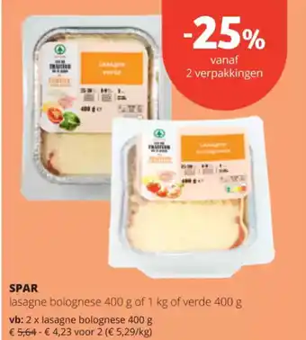 Spar SPAR lasagne bolognese aanbieding