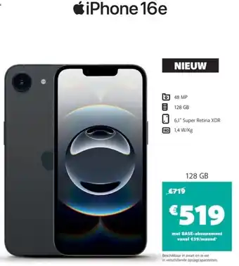 Base Apple iPhone 16e aanbieding