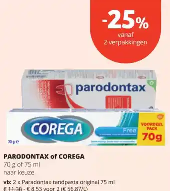 Spar Parodontax of corega aanbieding