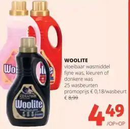 Spar WOOLITE promoprijs € 0,18/wasbeurt € 8,99 aanbieding