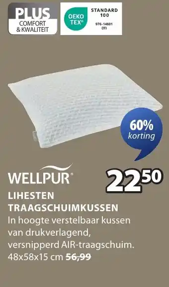 Jysk Wellpur traagschuimkussen aanbieding