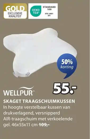 Jysk Wellpur skaget traagschuimkussen aanbieding