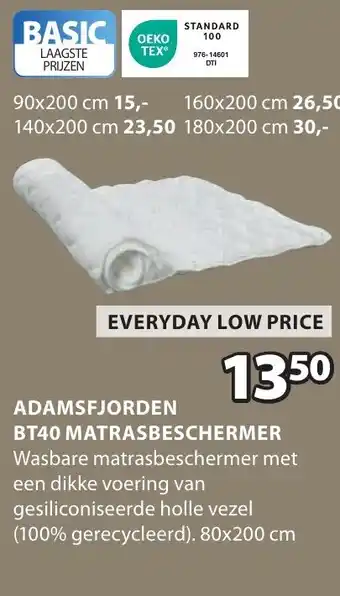 Jysk Adamsfjorden bt40 matrasbeschermer aanbieding