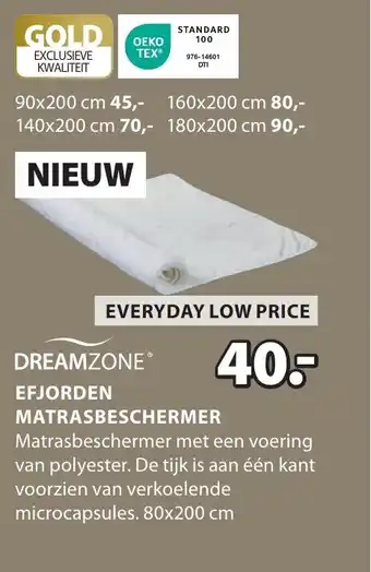 Jysk Dreamzone efjorden matrasbeschermer aanbieding