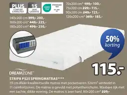 Jysk Dreamzone stripa ps25 springmatras aanbieding