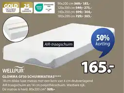 Jysk Wellpur glomma gf30 schuimmatras aanbieding