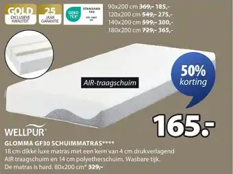 Jysk Wellpur glomma gf30 schuimmatras aanbieding