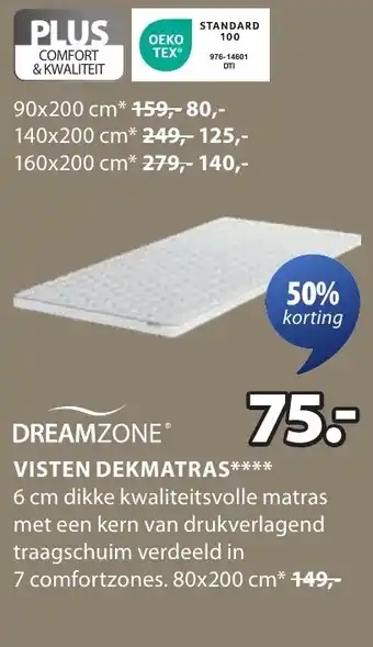 Jysk Dreamzone visten dekmatras aanbieding