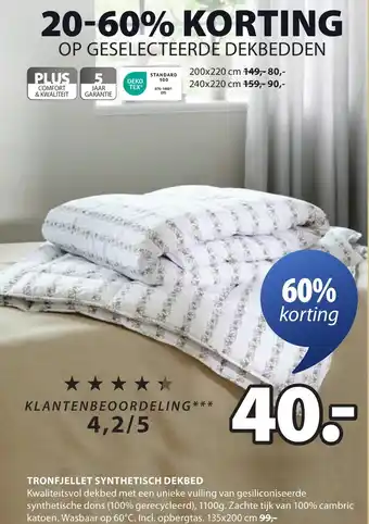 Jysk Tronfjellet synthetisch dekbed aanbieding