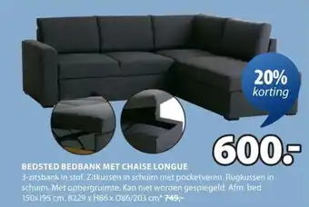 Jysk Bedsted bedbank met chaise longue aanbieding